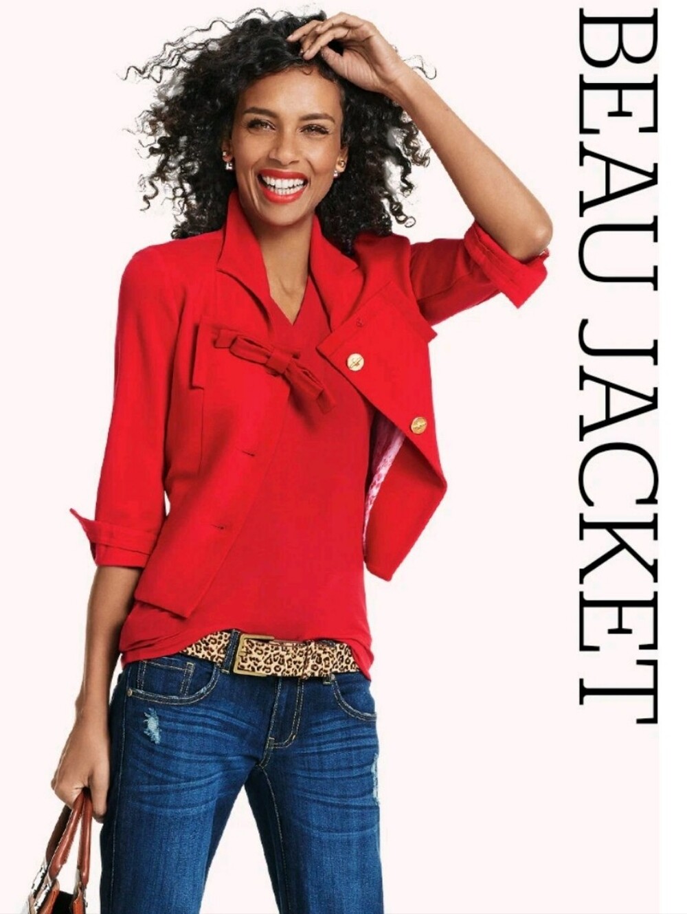 CAbi Scarlett Red Bow-Front Beau Jacket Size 4 Career Going Out